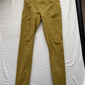 Lululemon Fast and Free Mustard Yellow High-Waisted Leggings with pockets
